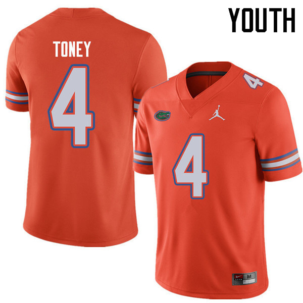 Jordan Brand Youth #4 Kadarius Toney Florida Gators College Football Jerseys Sale-Orange - Click Image to Close